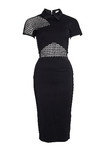Victoria Beckham Victoria Beckham Black graphic lace fitted dress (view 1)