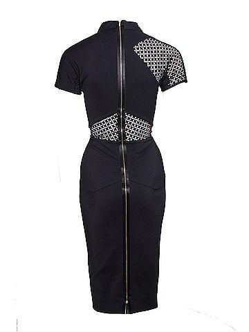 Victoria Beckham Victoria Beckham Black graphic lace fitted dress (view 2)
