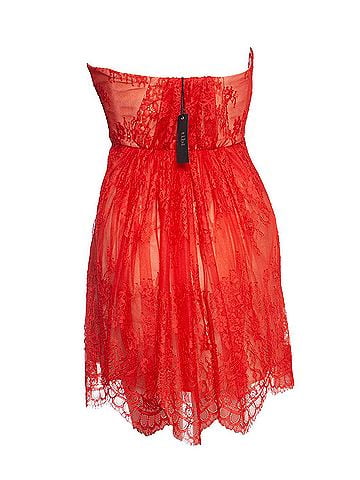 Tibi Tibi Strapless lace dress in orange. (view 2)