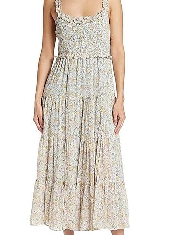 Astr Floral Smocked Tiered Maxi Dress Casual Dress (view 1)