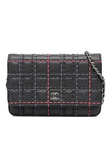 Chanel CC Square Stitched Calfskin Wallet on Chain (view 1)
