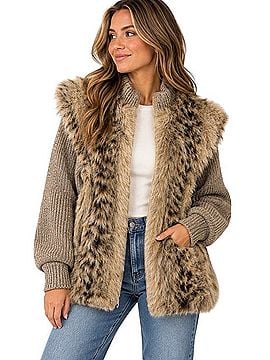 Monterey Fashions Faux Fur and Chunky Knit Sweater Jacket (view 2)