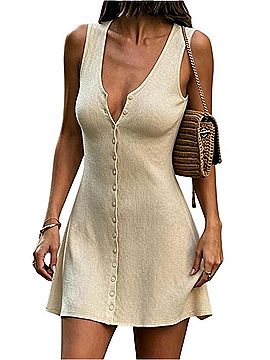 Fashion Nova Sleeveless Button-Front Knit Mini Dress Casual Dress (view 1)