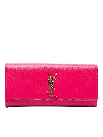 Saint Laurent Grain de Poudre Monogram Cassandre Clutch (view 1)