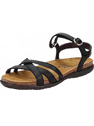Naot Women's Patricia Strappy Flat Sandal in Soft Black Leather (view 2)