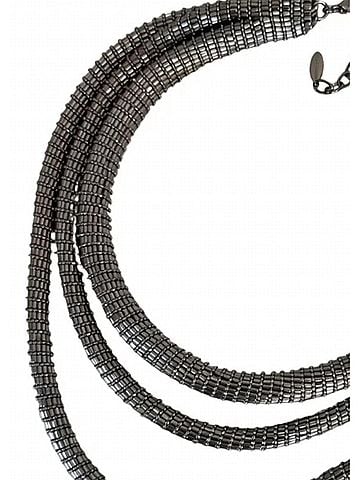 Brunello Cucinelli Women's Triple Strand Statement Necklace in Gray Black (view 2)