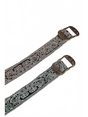 Pol Women's Paisley Embroidered Boho Belt With Burnished Gold Buckle in Brown (view 1)