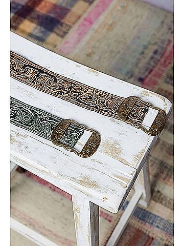 Pol Women's Paisley Embroidered Boho Belt With Burnished Gold Buckle in Brown (view 2)