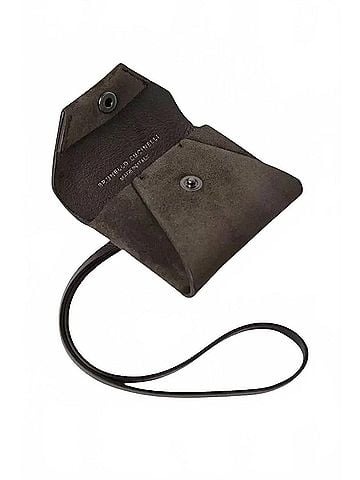 Brunello Cucinelli Women's Suede Wristlet Clutch in Rust Brown (view 2)