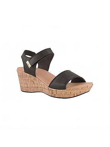 Naot Women's Summer Platform Wedge Sandal in Black Soft Leather (view 1)