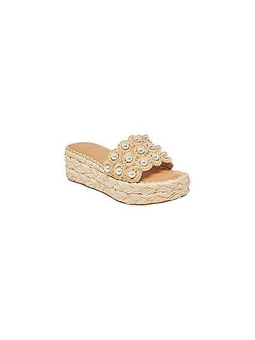 Dolce Vita Women's Caper Pearl Platform Sandals in Light Natural Raffia (view 1)
