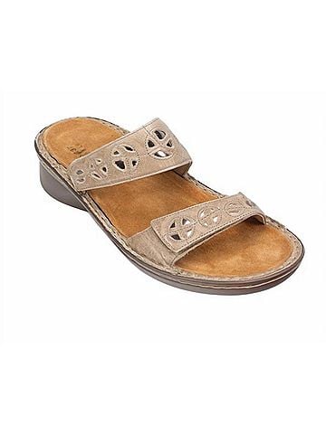 Naot Women's Cornet Two-Strap Slide Sandal in Khaki Beige Leather (view 2)