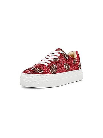 Betsey Johnson Women's Sidny Football Sneakers in Red (view 2)