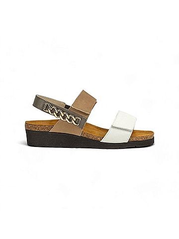 Naot Women's Eliana Slingback Wedge Sandal in Soft White Khaki Foggy Gray (view 1)