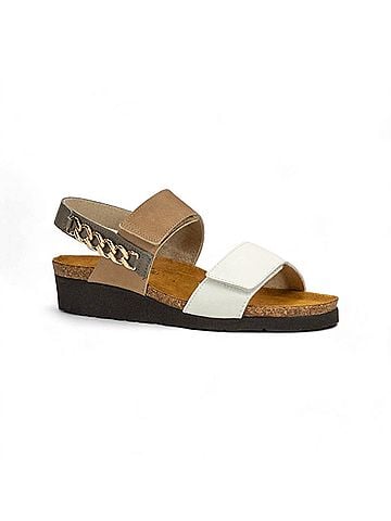 Naot Women's Eliana Slingback Wedge Sandal in Soft White Khaki Foggy Gray (view 2)