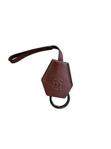 Brunello Cucinelli Women's Logo Embossed Leather Keyring in Brown (view 1)