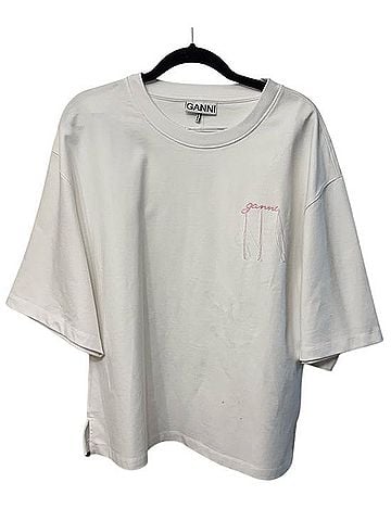 Ganni Frayed Embroidery T-Shirt T-Shirt (view 1)