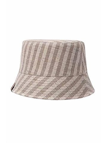 Brunello Cucinelli Women's Striped Canvas Bucket Hats in Beige (view 1)