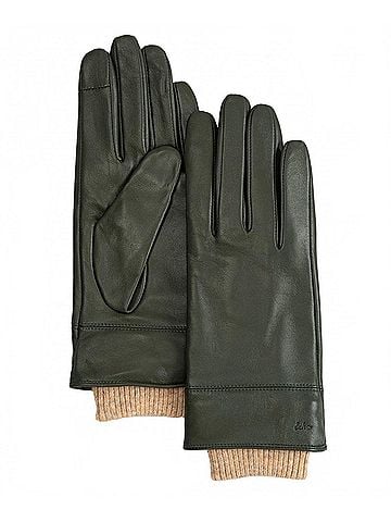 Echo Unisex Rib Cuff Leather Glove in Forest Green (view 1)