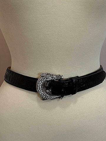 Brighton Women's Later Gator Belt Size 34 in Black (view 2)