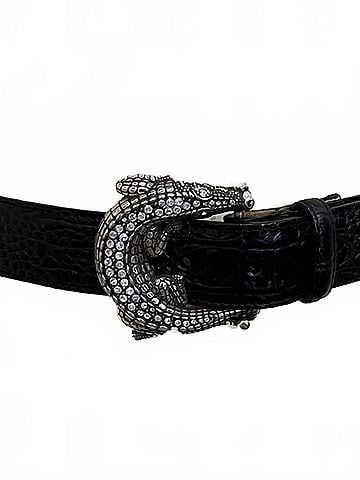 Brighton Women's Later Gator Belt in Black (view 1)