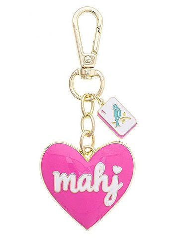 Canvas Women's Mahj Enamel Heart Bag Charm in Fuchsia (view 1)