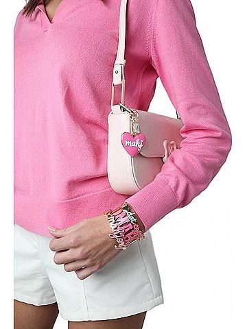 Canvas Women's Mahj Enamel Heart Bag Charm in Fuchsia (view 2)