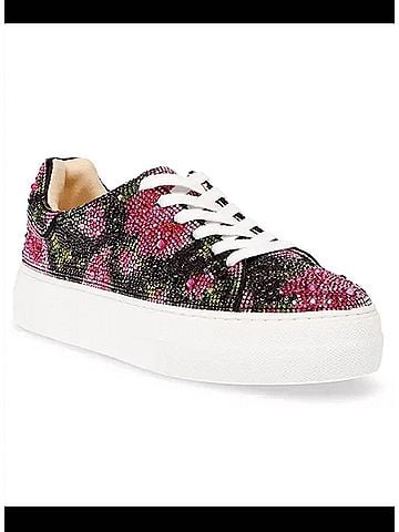 Betsey Johnson Women's Sidny Florals Sneakers in Black/Pink Floral (view 2)