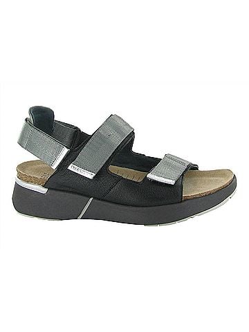 Naot Women's Odyssey Flatform Sandal in Soft Black Sterling Silver Combo (view 1)