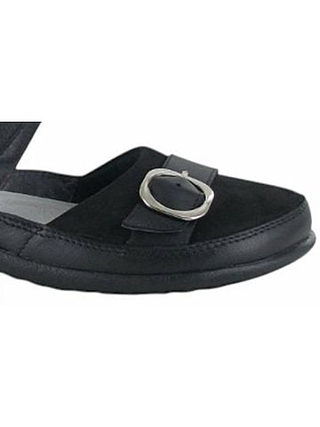 Naot Women's Hongi Slip-On Mule in Black Nubuck Soft Black Black Leather (view 2)