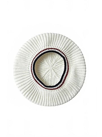 Brunello Cucinelli Women's Striped Band Ribbed Knit Hats in Cream (view 1)