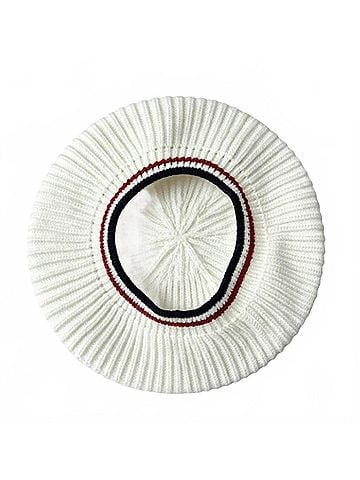 Brunello Cucinelli Women's Striped Band Ribbed Knit Hats in Cream (view 2)