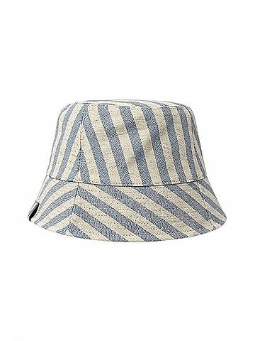 Brunello Cucinelli Women's Striped Bucket Hats in Classic Blue And Off-White (view 2)