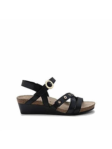 Naot Women's Sparkle Wedge Sandal in Black Jet Leather (view 1)