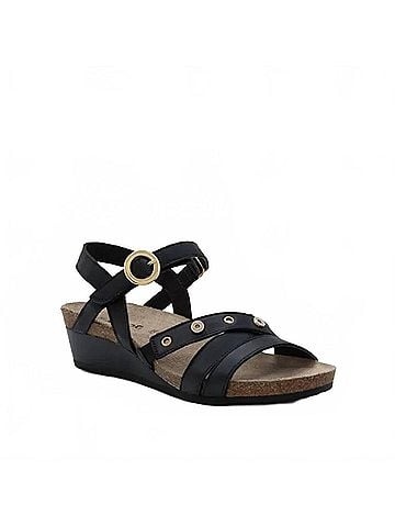 Naot Women's Sparkle Wedge Sandal in Black Jet Leather (view 2)