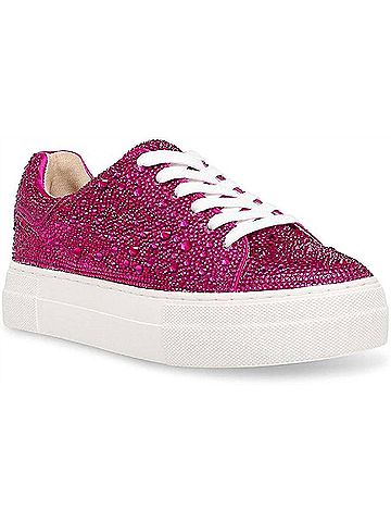Betsey Johnson Women's Sidny Rhinestone Sneakers in Fuchsia (view 2)