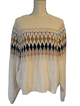 American Eagle Outfitters Festive Feels Fair Isle Nordic Fuzzy Sweater Pullover Sweater (view 1)