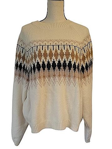 American Eagle Outfitters Festive Feels Fair Isle Nordic Fuzzy Sweater Pullover Sweater (view 1)