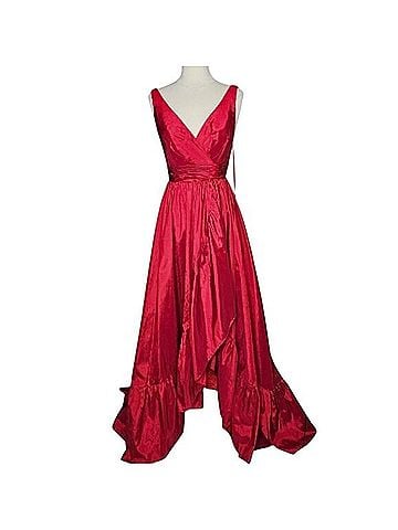 Mac Duggal Taffeta High Low Sleeveless Ruffle Gown Cocktail Dress (view 1)