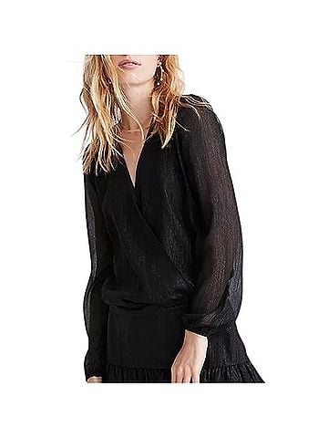 Madewell Lyric Wrap Top Long Sleeve Blouse (view 1)