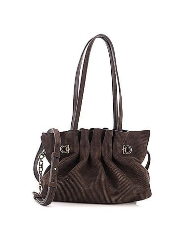 Salvatore Ferragamo Piercing Shoulder Bag Suede Small (view 1)
