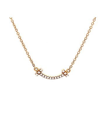 Tiffany & Co. T Smile Pendant Necklace 18K Rose Gold with Diamonds Mini (view 1)