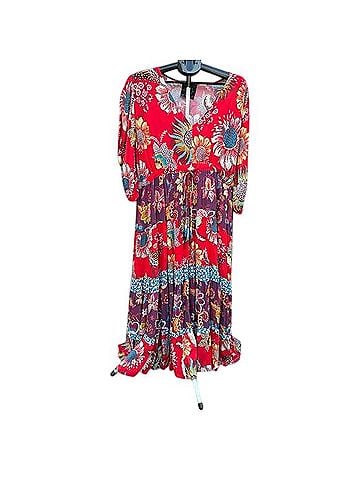 Johnny Was Pecan Mixed Print Maxi Dress Casual Dress (view 1)