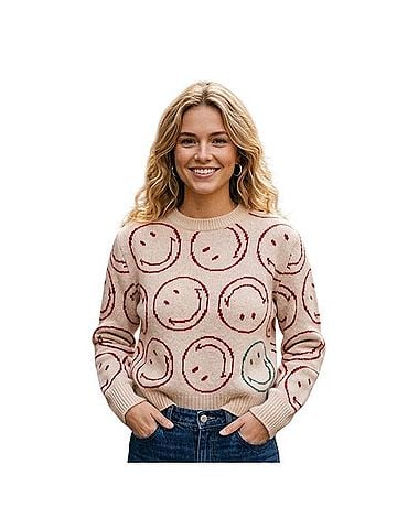 Sandro Smiley Face Cashmere Pullover Sweater (view 1)