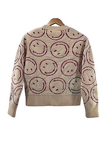 Sandro Smiley Face Cashmere Pullover Sweater (view 2)