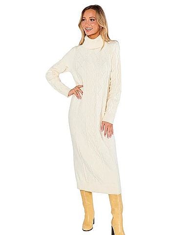Show Me Your Mumu Turtleneck Cable Knit Sweater Dress Casual Dress (view 1)