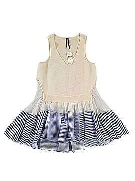 Anthropologie Blue Motif Mixed Media Knit Peplum V-Neck Sweater Vest Tank Top (view 1)
