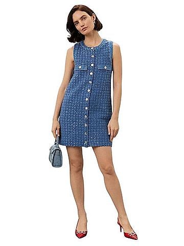Sandro Palmare Denim Tweed Sequin Casual Dress (view 2)
