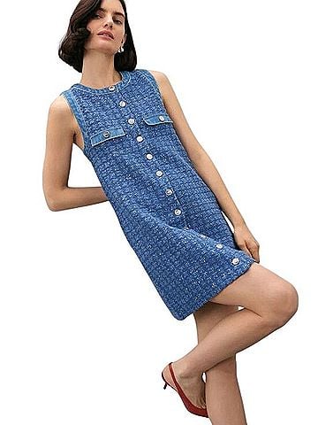 Sandro Palmare Denim Tweed Sequin Casual Dress (view 1)