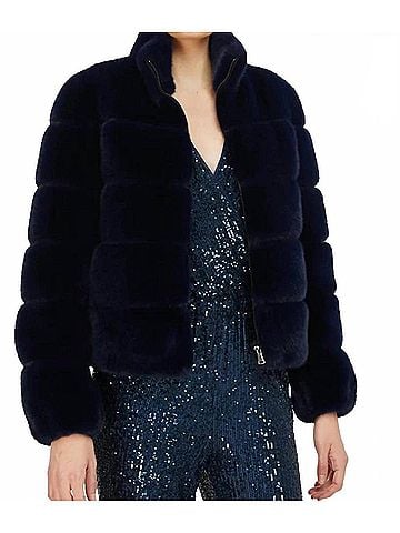 Generation Love Jodi Faux Fur Jacket in Midnight (view 2)